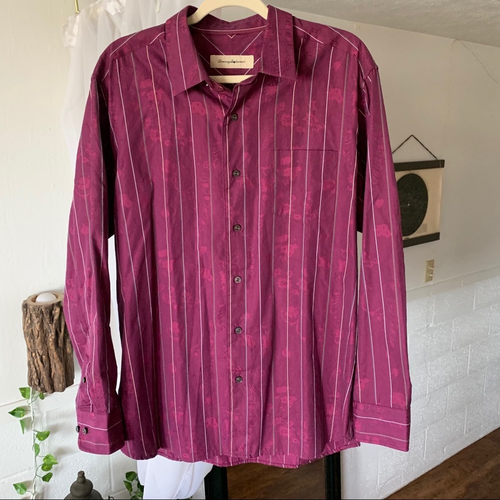 Tommy Bahama Maroon Paisley Stripe Button Up - here are some newer pictures